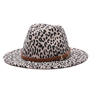 Leopard Print Wool Felt Fedora Hats