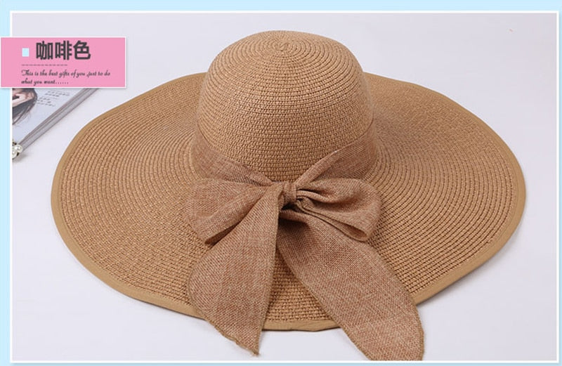 Foldable Big Bow Sun Hat