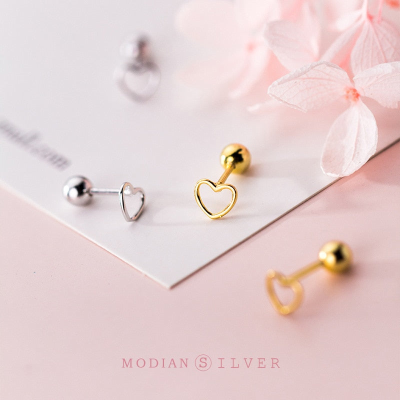 Modian 100% Sterling Silver Classic Heart Earrings