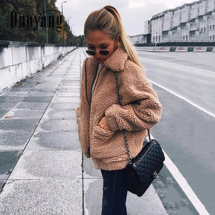 Zip Teddy Fur Coat