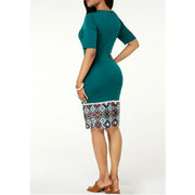 Dashiki Short Sleeve Bodycon Pencil Dress