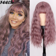 FEELSI Synthetic Pure Long Water Wave Halloween Wig