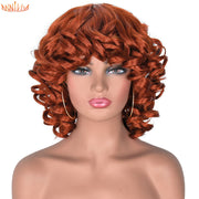 Short Curly Afro Wig with Bangs High Temperature Fiber