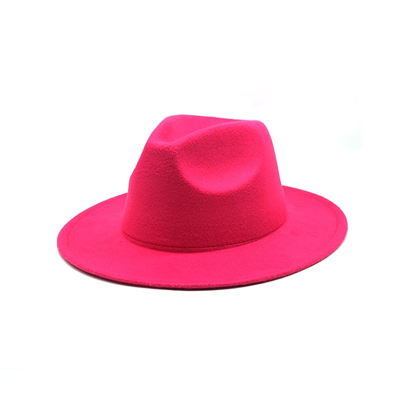 Unisex Solid Color Big Brim Fedoras