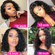 Malaysian Water Wave Bob  4x4 Lace Front Human Hair Wigs