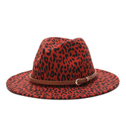 Leopard Print Wool Felt Fedora Hats