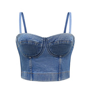 SXTHAENOO Denim Bustier Bra