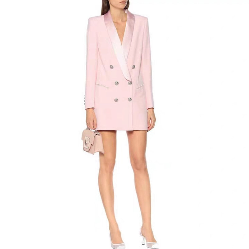 Double Breasted Long Blazer Dress