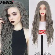 FEELSI Synthetic Pure Long Water Wave Halloween Wig