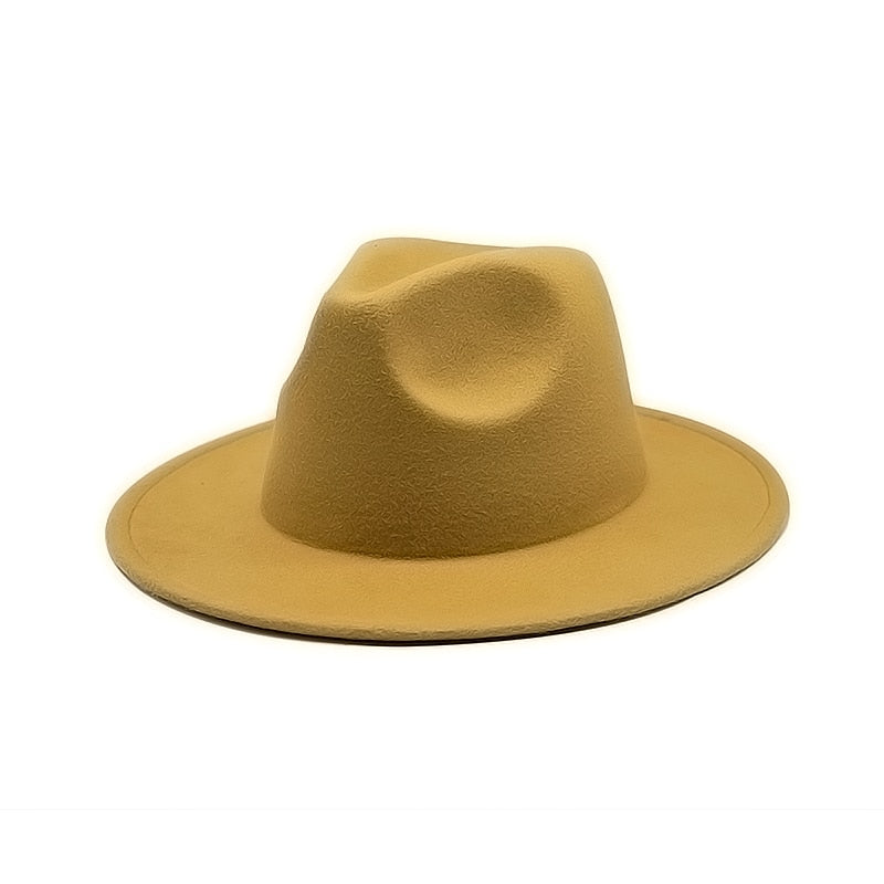 Unisex Solid Color Big Brim Fedoras