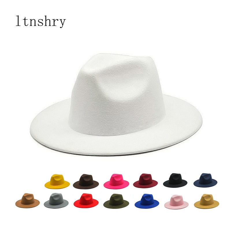 Unisex Solid Color Big Brim Fedoras