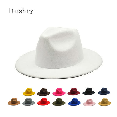 Unisex Solid Color Big Brim Fedoras