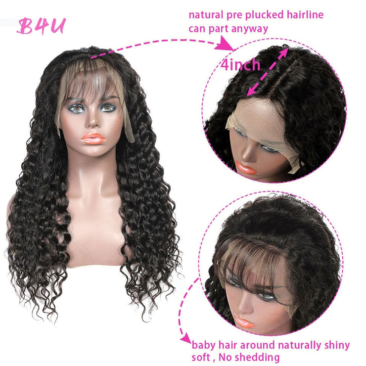 Deep Wave Lace Front Human Hair Wigs Pre-Plucked