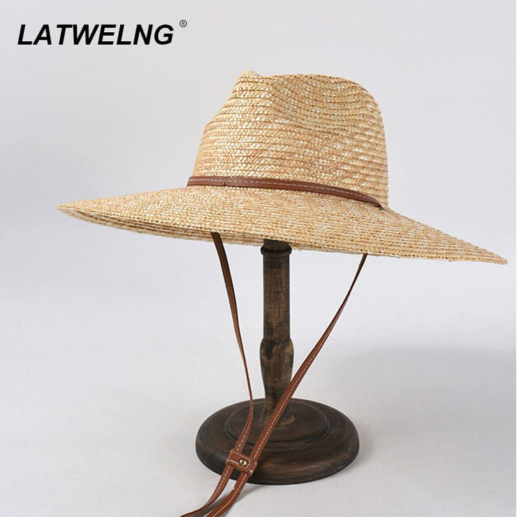 Belt Strap Straw Wide Brim Panama Hats