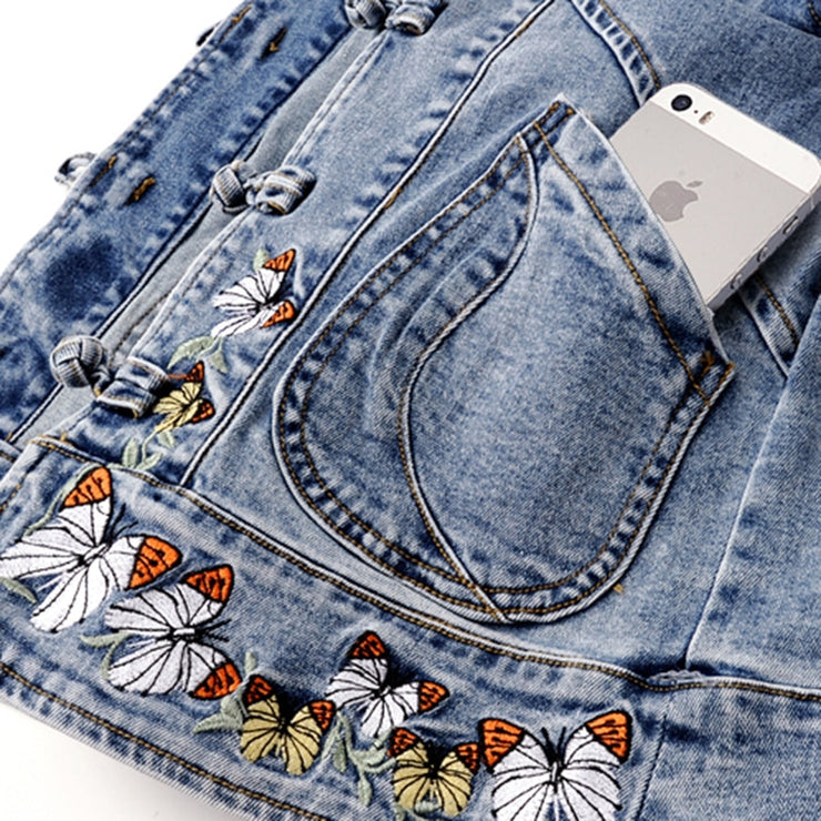 Embroidered Stretch Denim Jacket