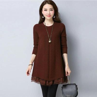 Lace Stitching Sweater Dress