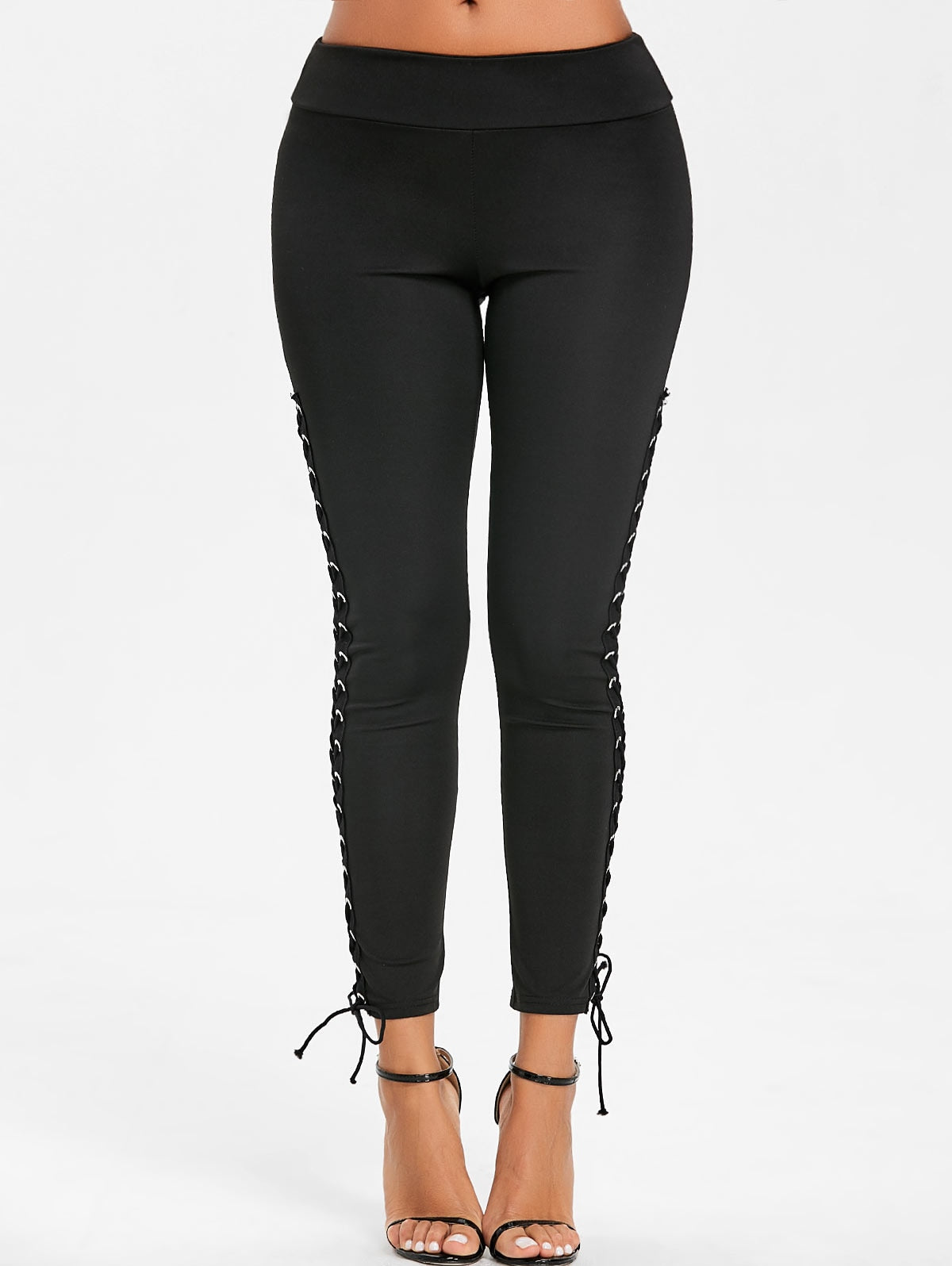 Lace Up Grommet Pencil Pants