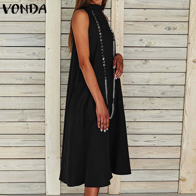 VONDA Sleeveless Loose Sundress