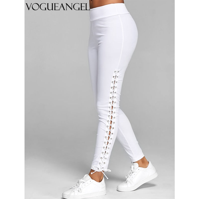 Lace Up Grommet Pencil Pants