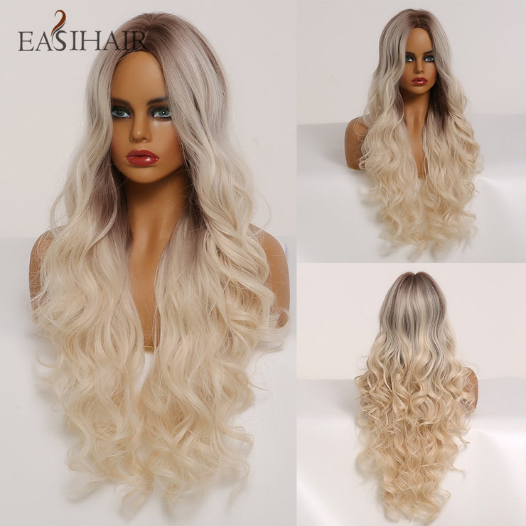 EASIHAIR Long Wavy Blonde Heat Resistant Synthetic Wigs