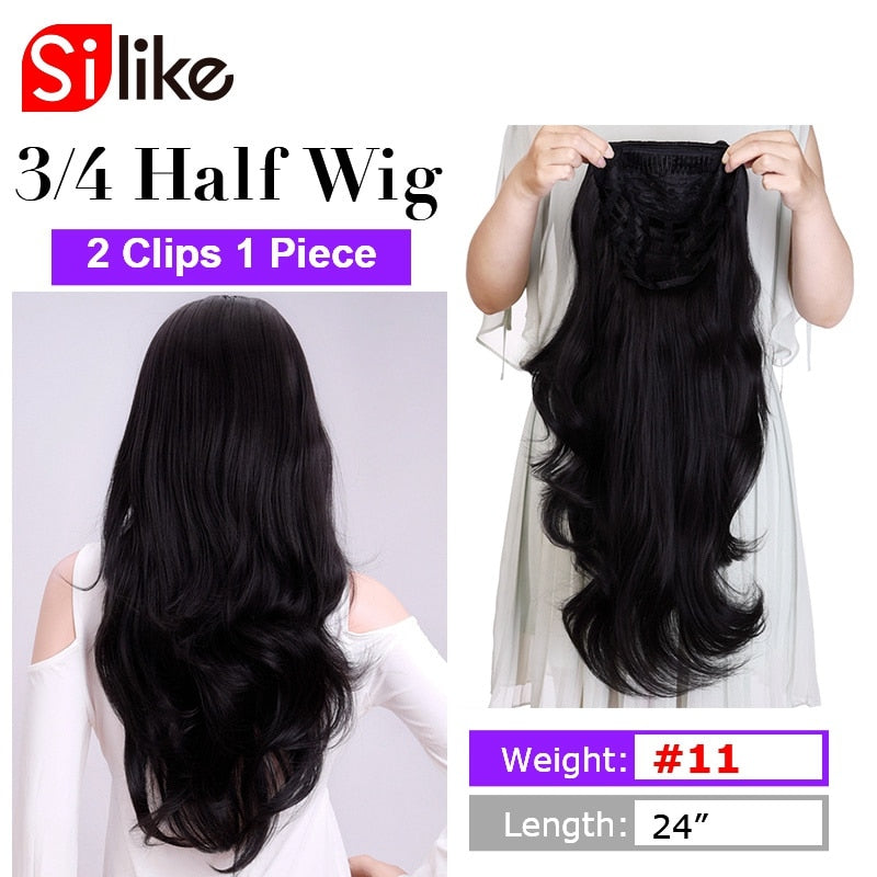 Long Synthetic Half Clips Extension Wigs