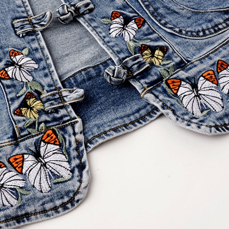 Embroidered Stretch Denim Jacket