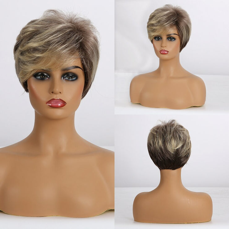 GEMMA Synthetic Wigs with Side Bangs Pixie Cut