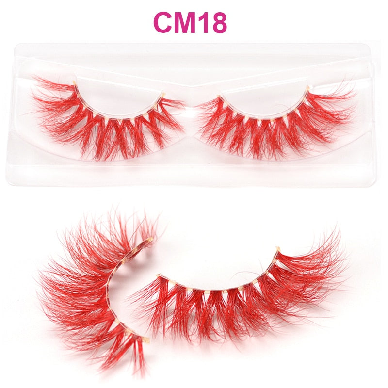 3D 5D Real Mink Strip Fake Colored Eyelashes