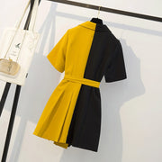 Black Yellow Patchwork Miniskirts