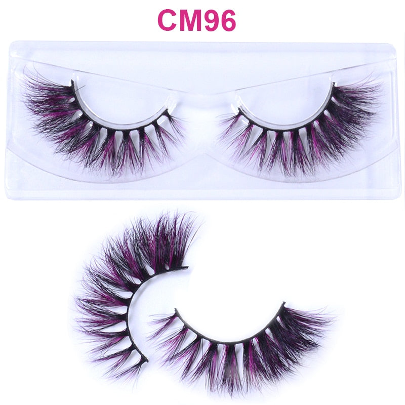 3D 5D Real Mink Strip Fake Colored Eyelashes