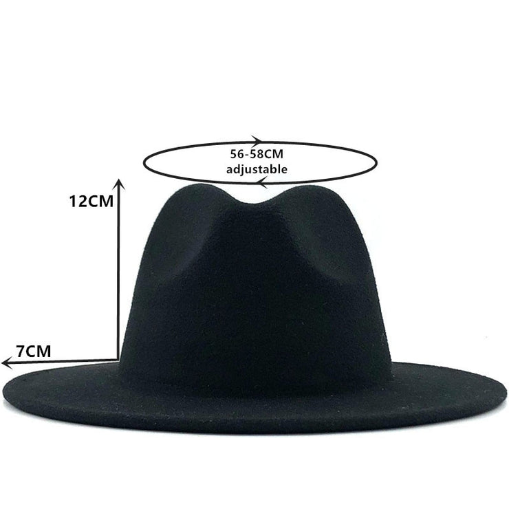 Wide Brim Unisex Patchwork Wool Felt Fedora