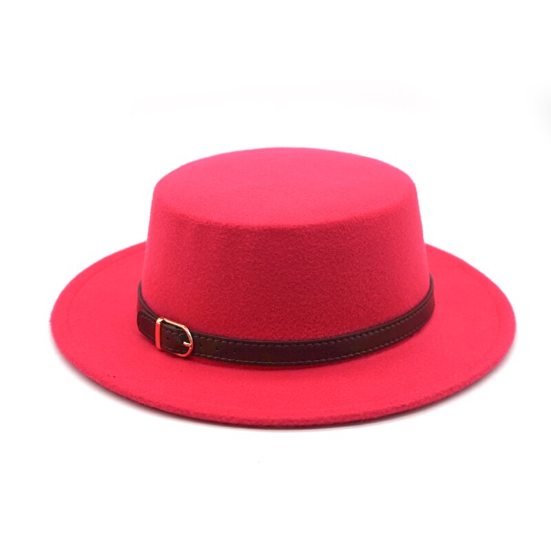 Flat Top Belt Buckle Decorated ladies Fedora