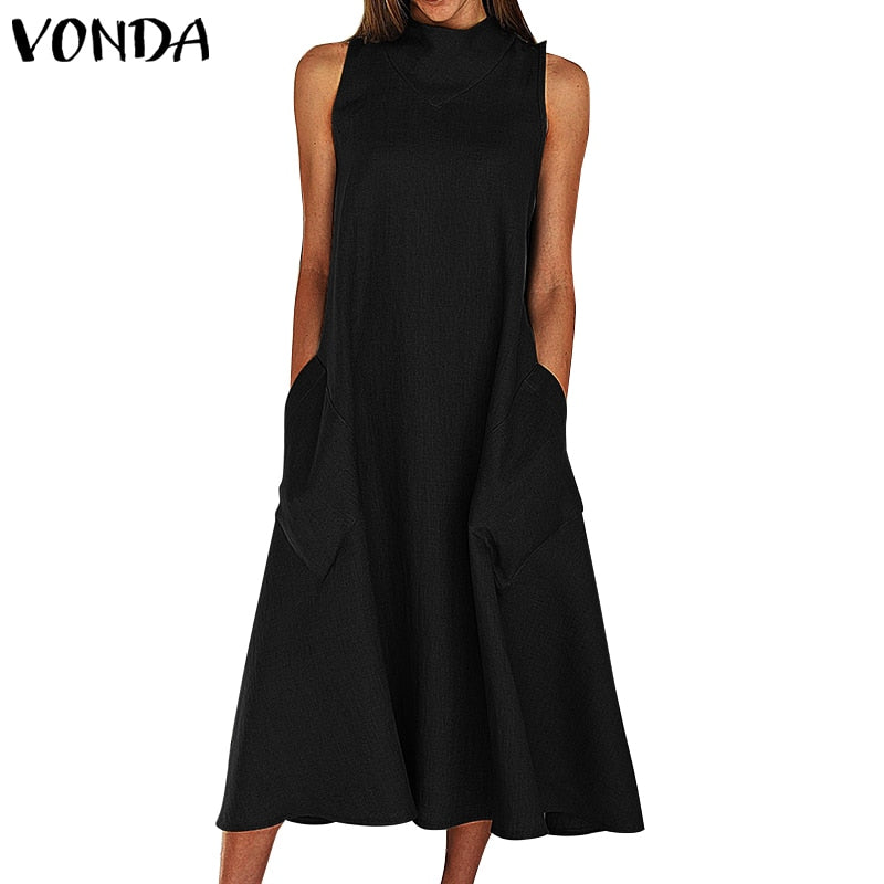 VONDA Sleeveless Loose Sundress