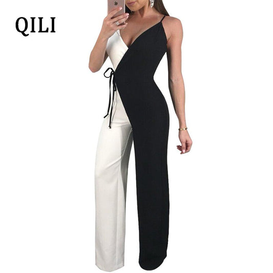 Double Color Spaghetti Strap Jumpsuits