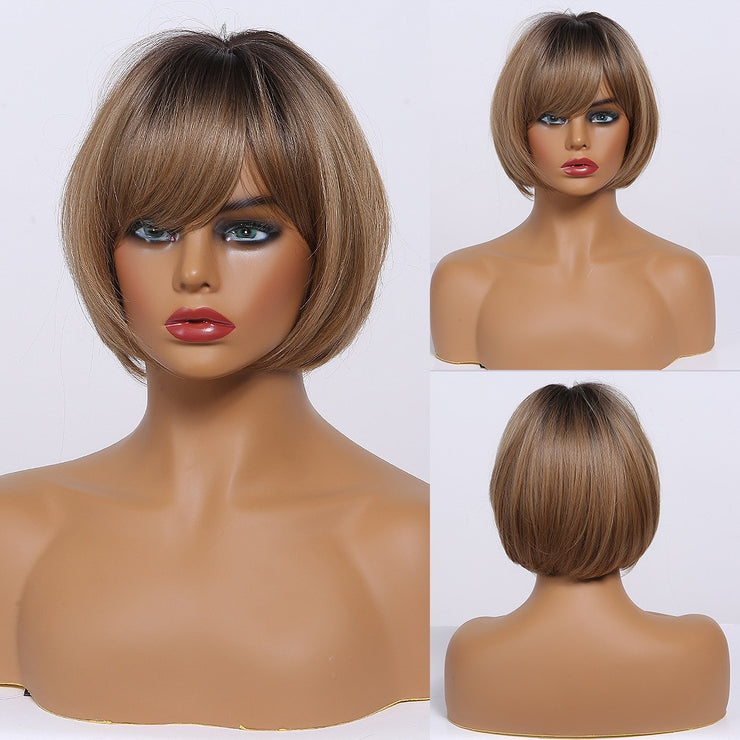 GEMMA Synthetic Wigs with Side Bangs Pixie Cut