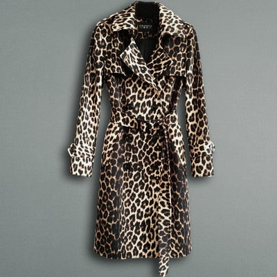 Leopard Print Trench Coat