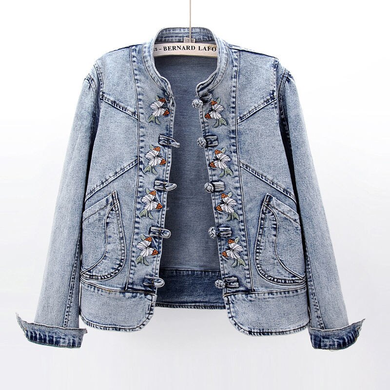 Embroidered Stretch Denim Jacket