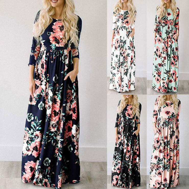 Floral Print Long Maxi Dresses