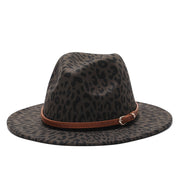 Leopard Print Wool Felt Fedora Hats