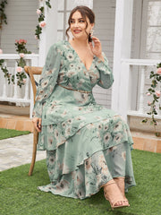 TOLEEN Flare Sleeve Floral Maxi Dress