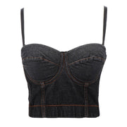 SXTHAENOO Denim Bustier Bra