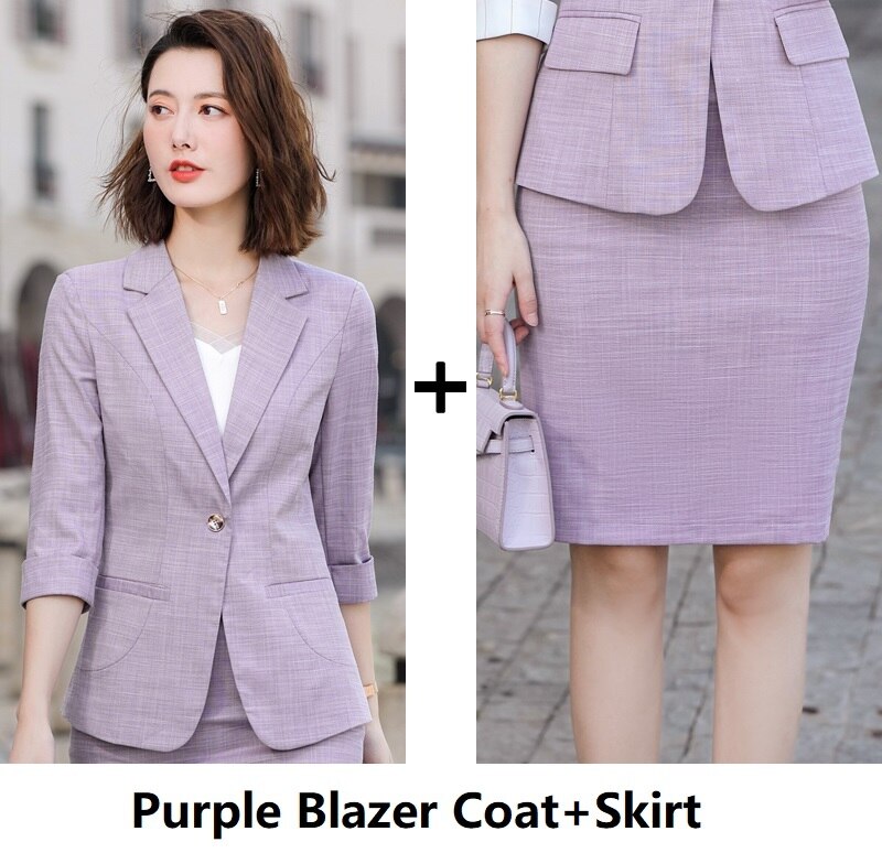 2pc Half Sleeve Skirt and Jackets Suits