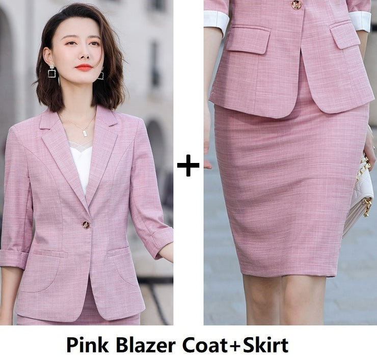 2pc Half Sleeve Skirt and Jackets Suits