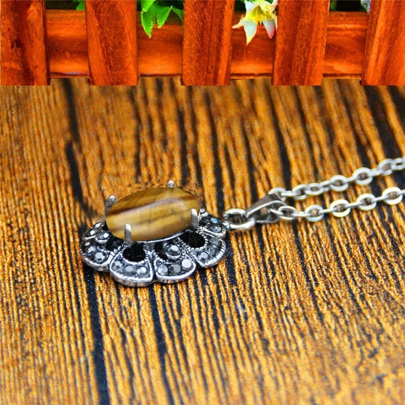 Tiger Eye Necklace Earrings Set