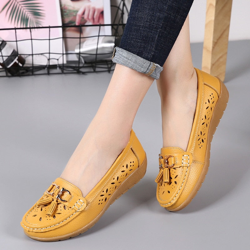 Genuine Leather Low Heel Loafers