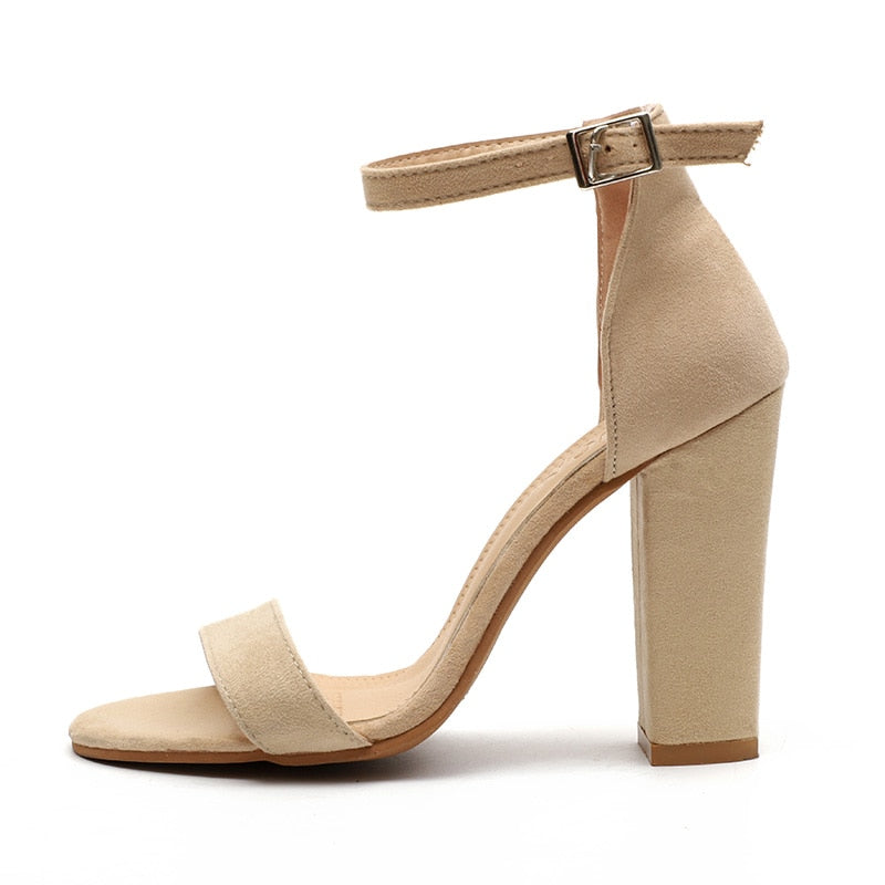 Open Toe High Square Heels