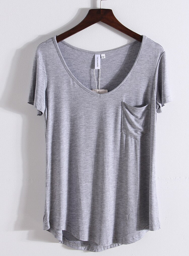 V Neck European Style T-Shirts