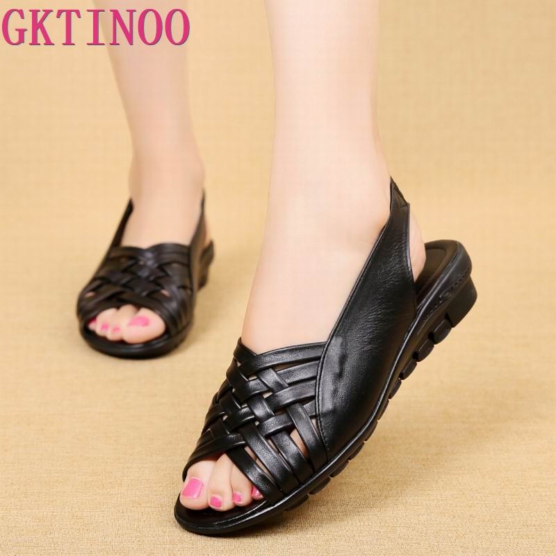 Genuine Leather Flat Sandals