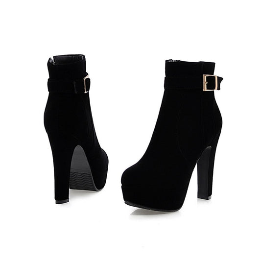 Zip Up Ankle Platform Boots