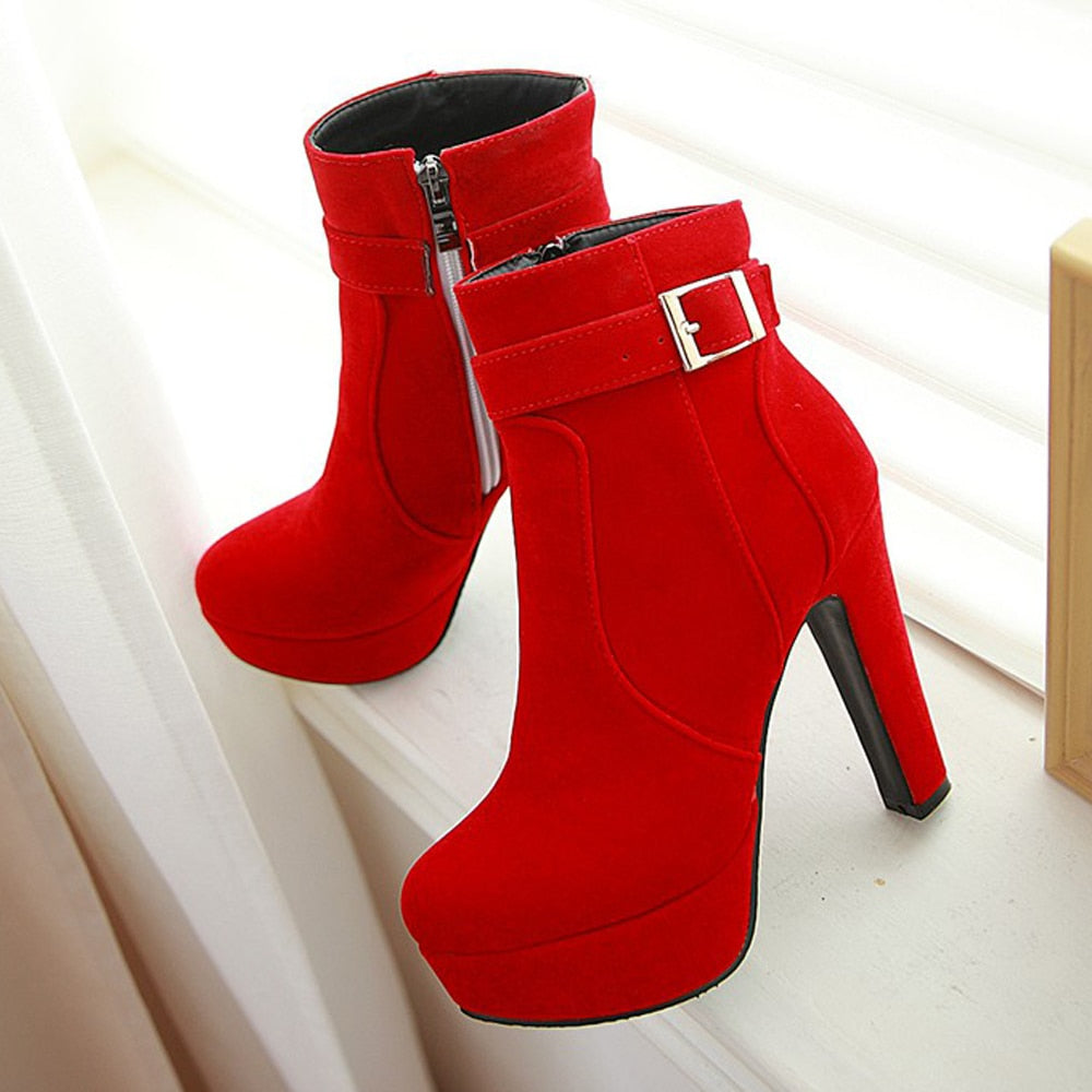 Zip Up Ankle Platform Boots